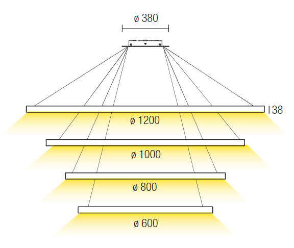 AURA S 4 anelli Plus LED Oro Satinato - 2 AURA S 4 anelli Plus LED Oro Satinato - 2